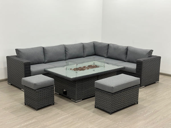 Apollo Luxury Rattan Right Hand Corner Sofa Stool Bench and