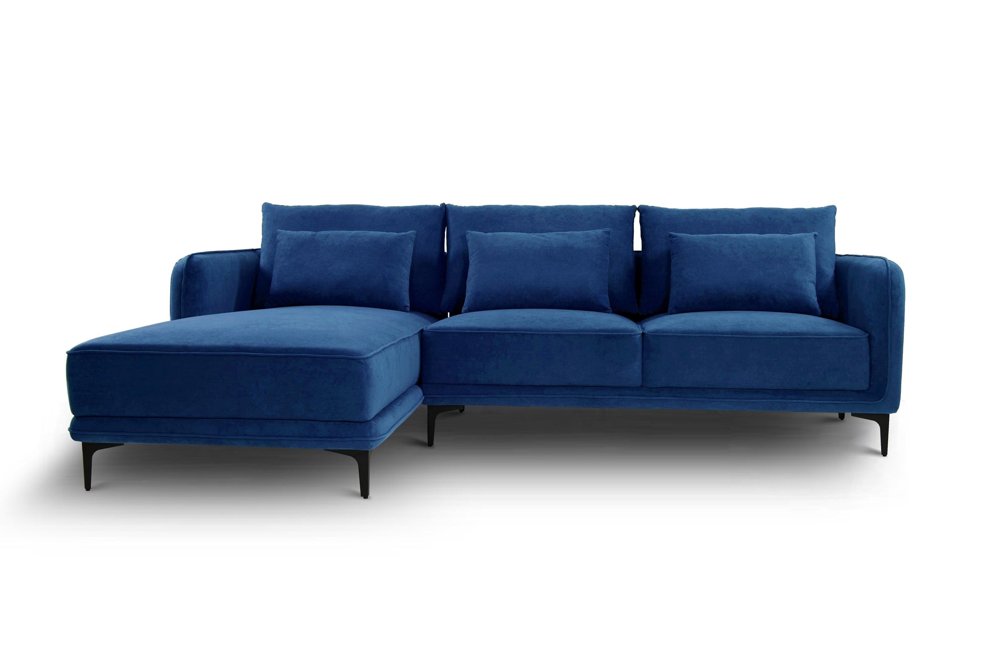 Leon Left Hand Chaise Corner Sofa | Navy Blue Plush Velvet Sofas Casa Maria Designs 