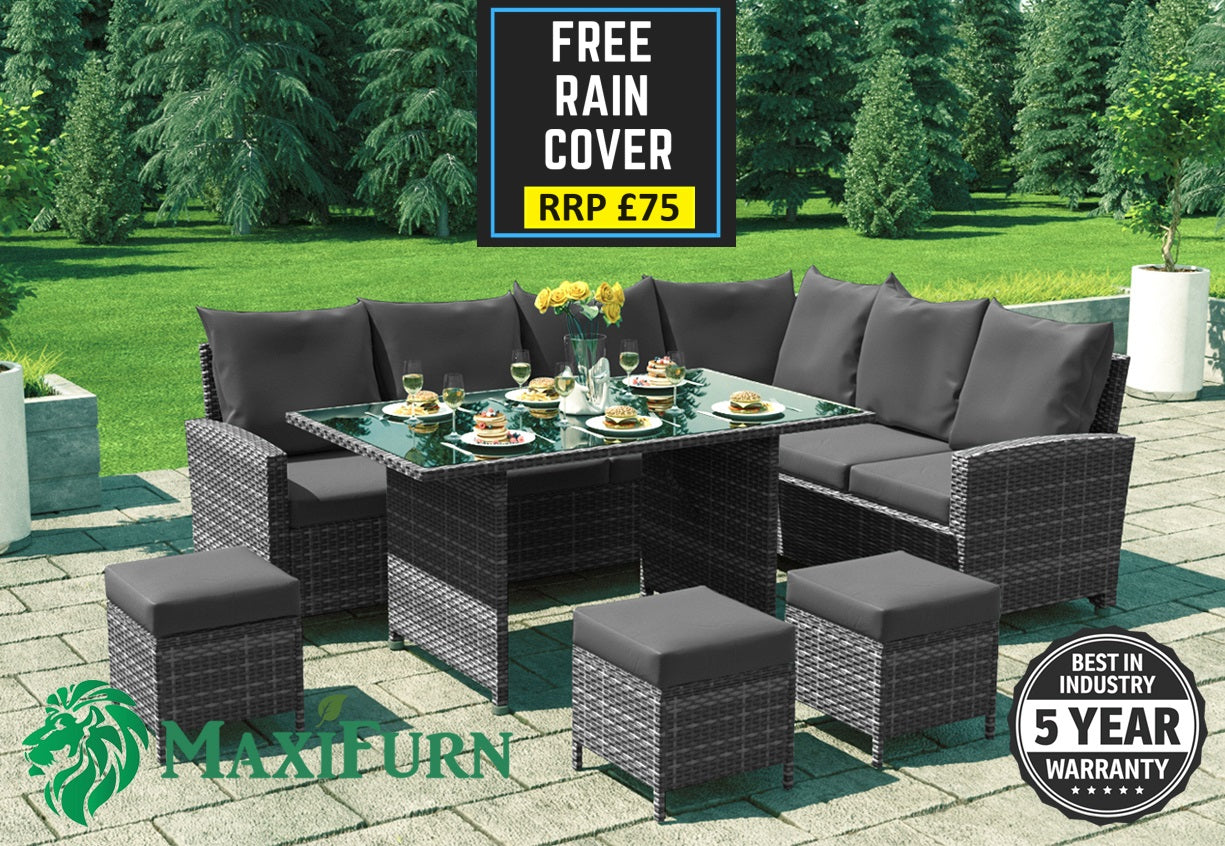 Roma Rattan Garden Furniture Set - Right Hand Corner Sofa | Mixed Grey / Dark Rattan Furniture MaxiFurn 