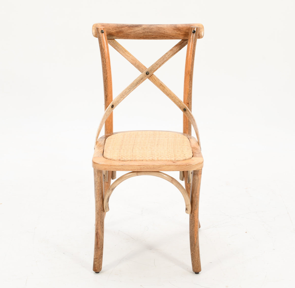 French Cross Back Dining Chair | Natural Solid Mango Wood &amp; Rattan Cane Dining Chair Casa Maria Designs 