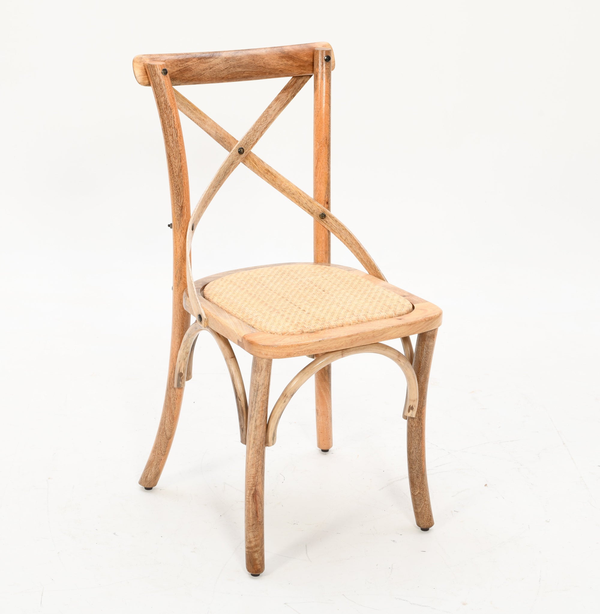 French Cross Back Dining Chair | Natural Solid Mango Wood & Rattan Cane Dining Chair Casa Maria Designs 