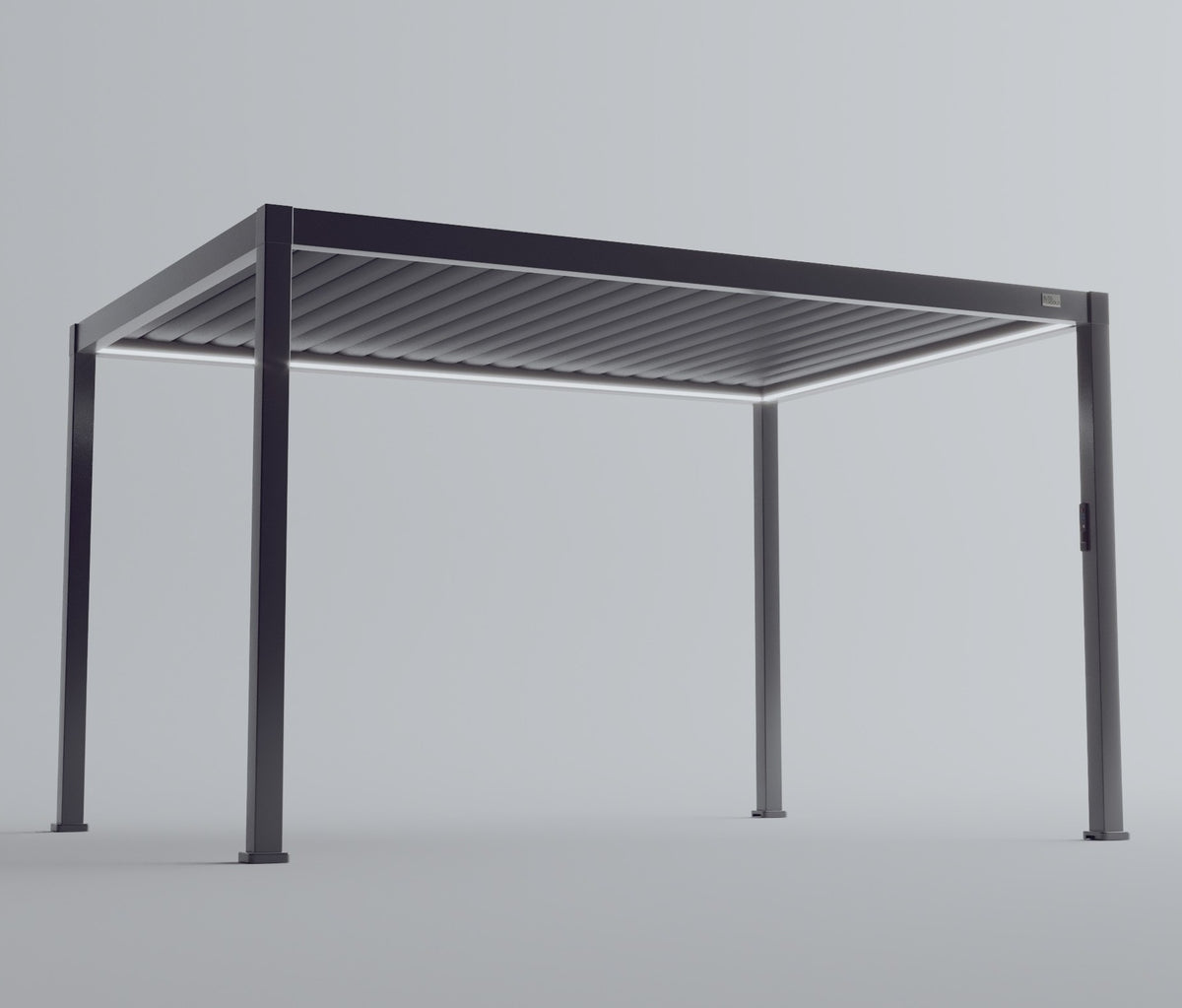 MotaShade™ 3×4m Motorised Aluminium Pergola – Double‑Layer Louvers, LED Lighting