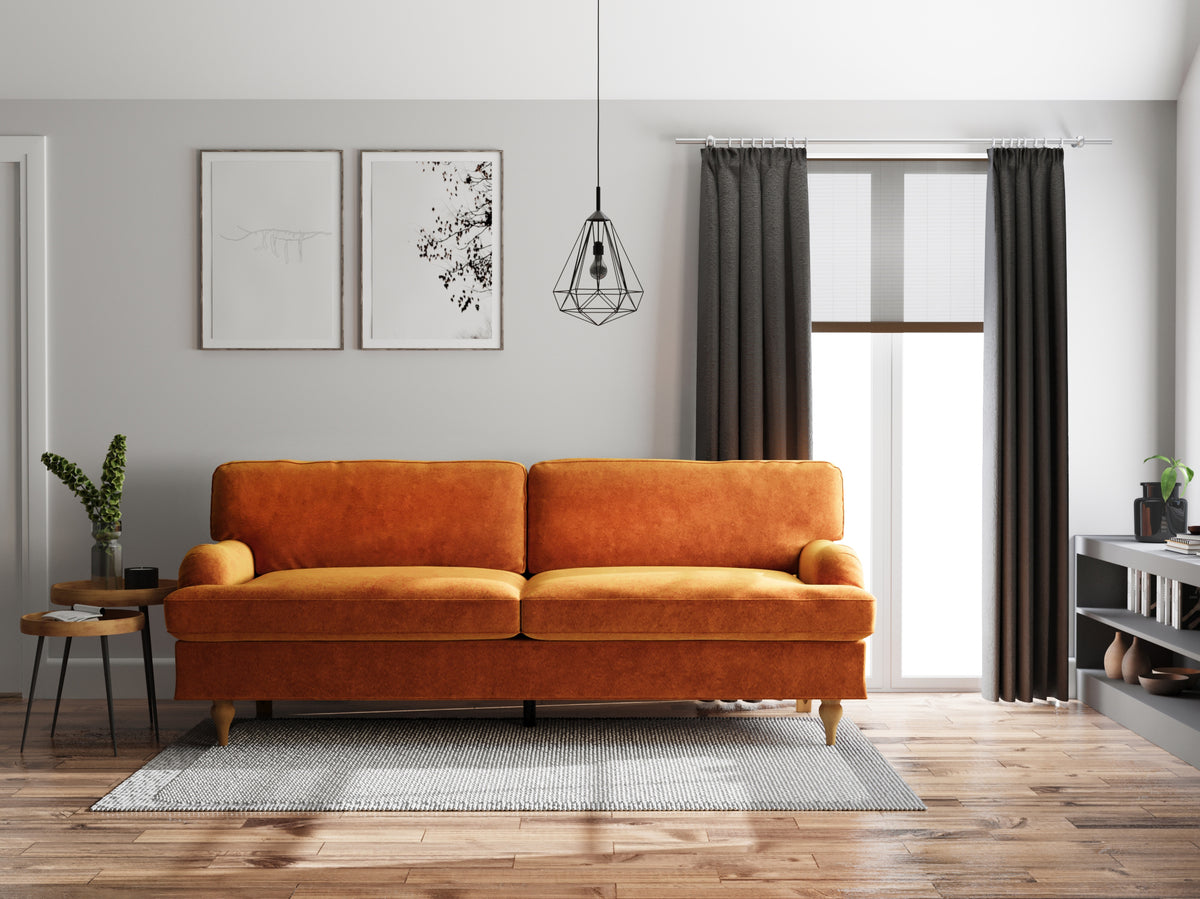 Hattie 3 &amp; 2 Seater Sofa | Burnt Orange Plush Velvet