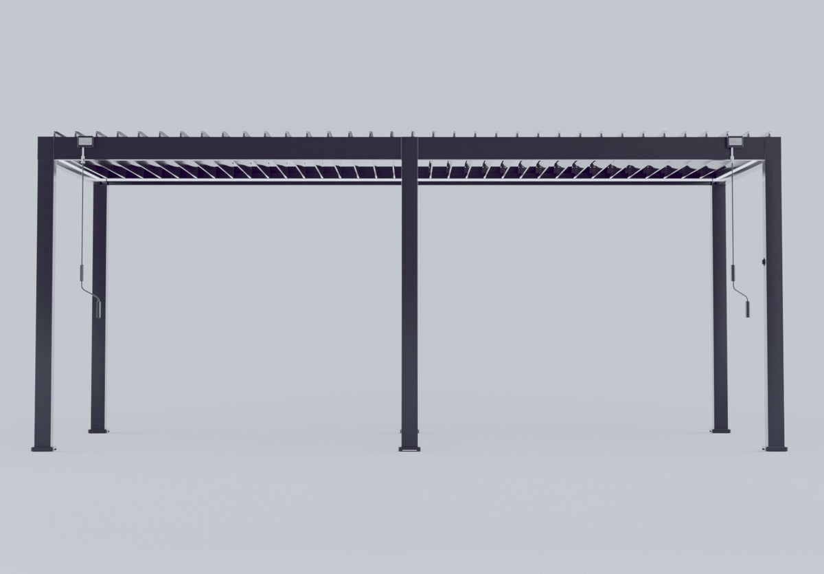 LuxShade™ 3×6m Aluminium Pergola with LEDs, Double-Layered Louvred Roof