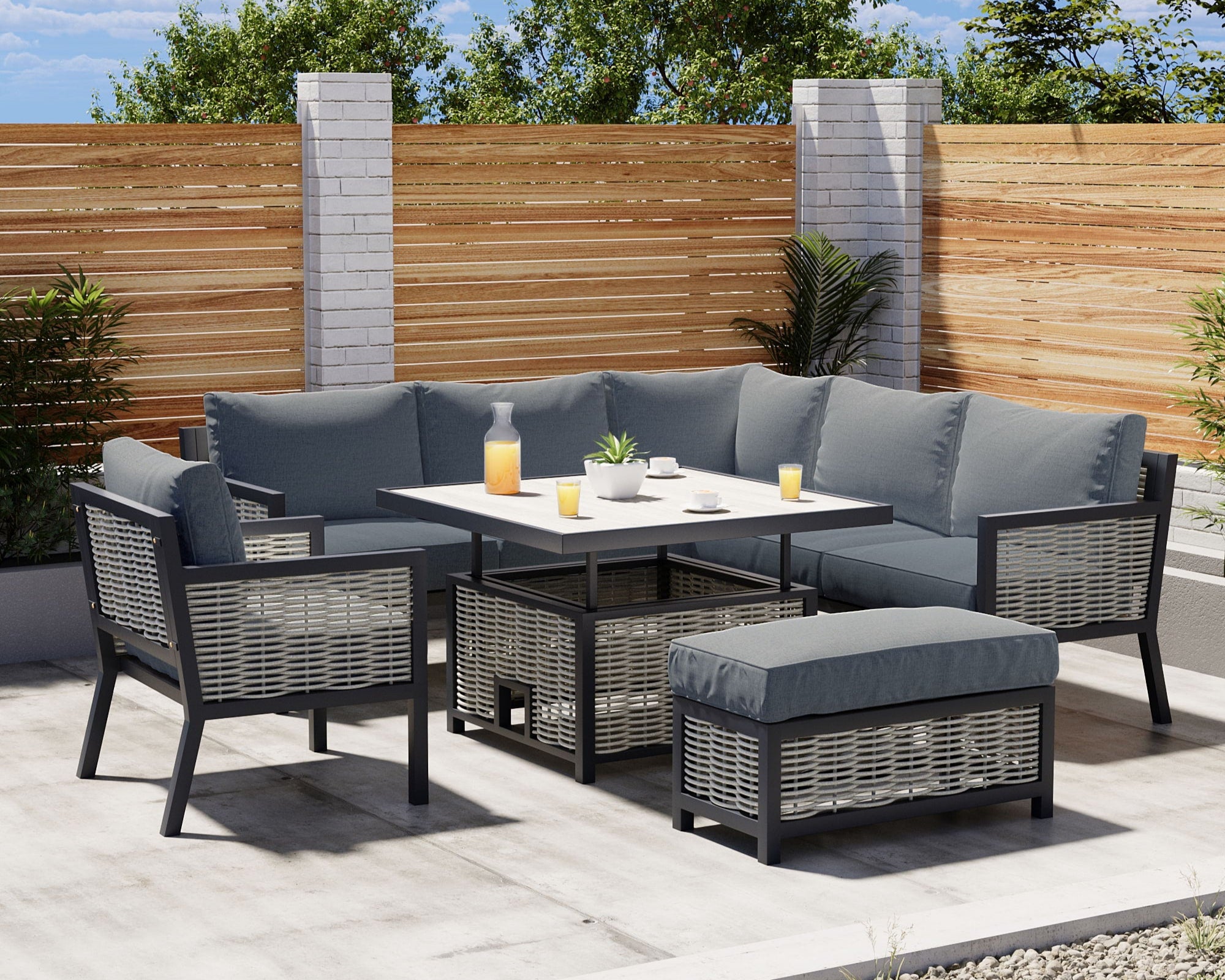 Rising Table Corner Metal Garden Furniture Aluminium Outdoor