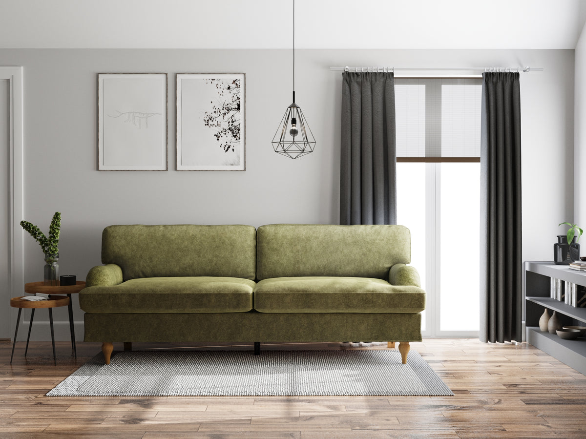 Hattie 3 Seater Sofa | Green Plush Velvet