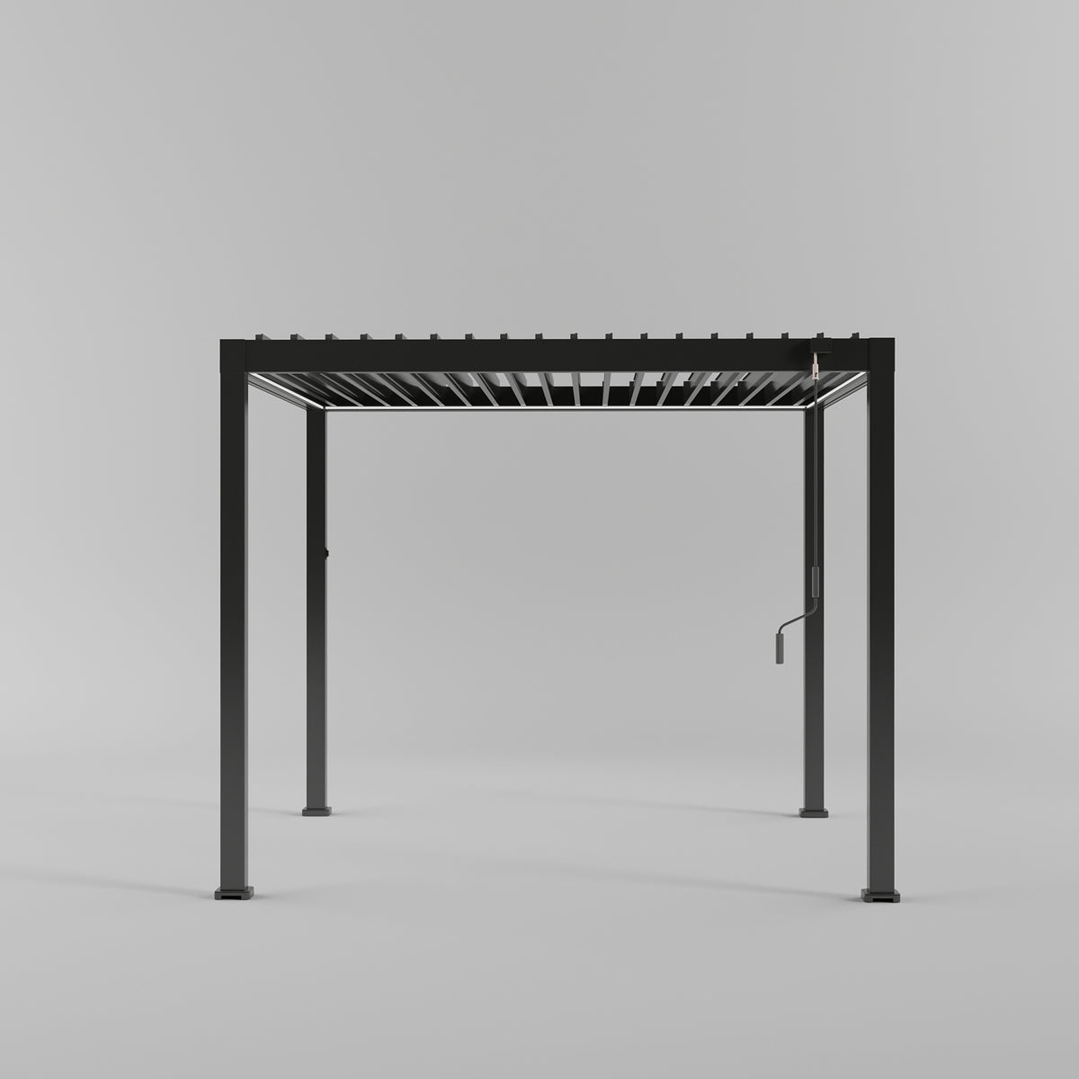 Heavy Duty Grey Aluminium LED Pergola with Double Louvered Shutter Roof 3 x 3m