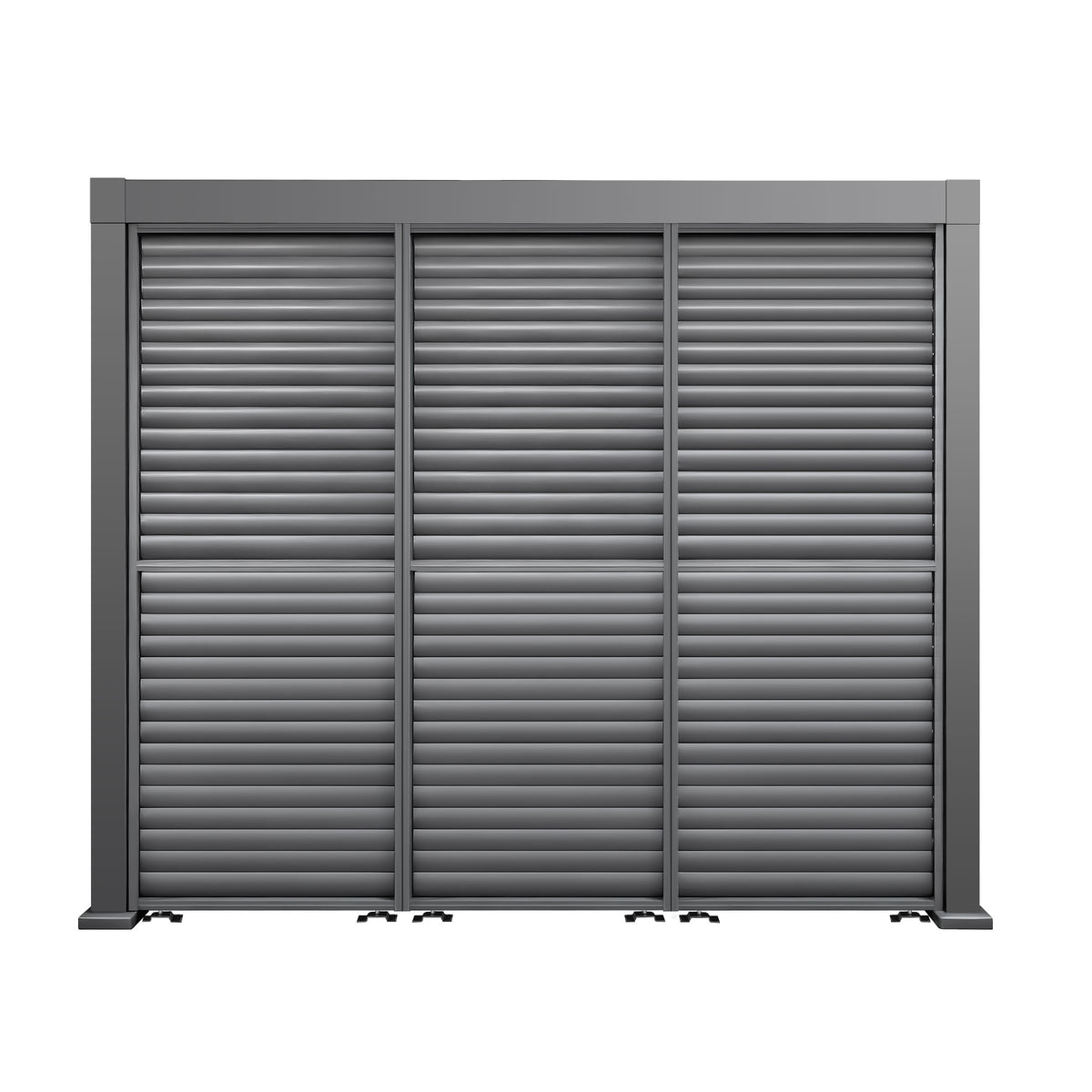 3M Aluminium Shuttered Louvre Side Wall (1m x Three Panels) in Dark Grey