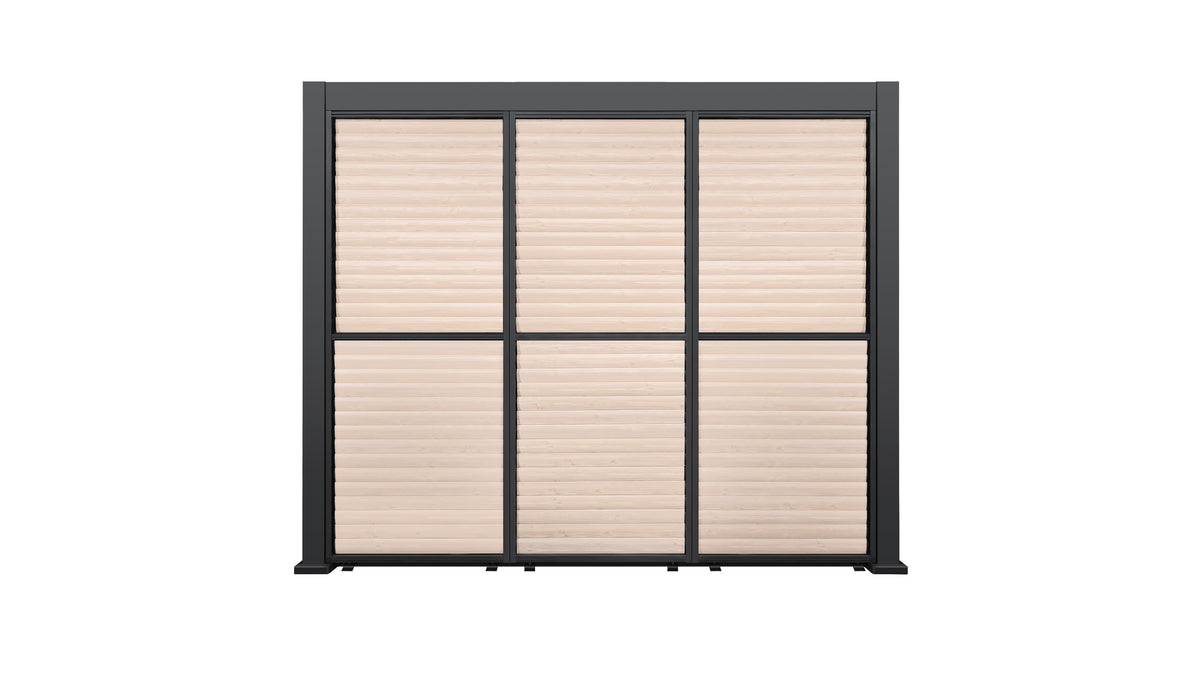 3m Aluminium Louvre Side Wall – 3 Panel Set (Wood Grain Effect) LuxShade™ & SplitZone™ 3x6 Compatible