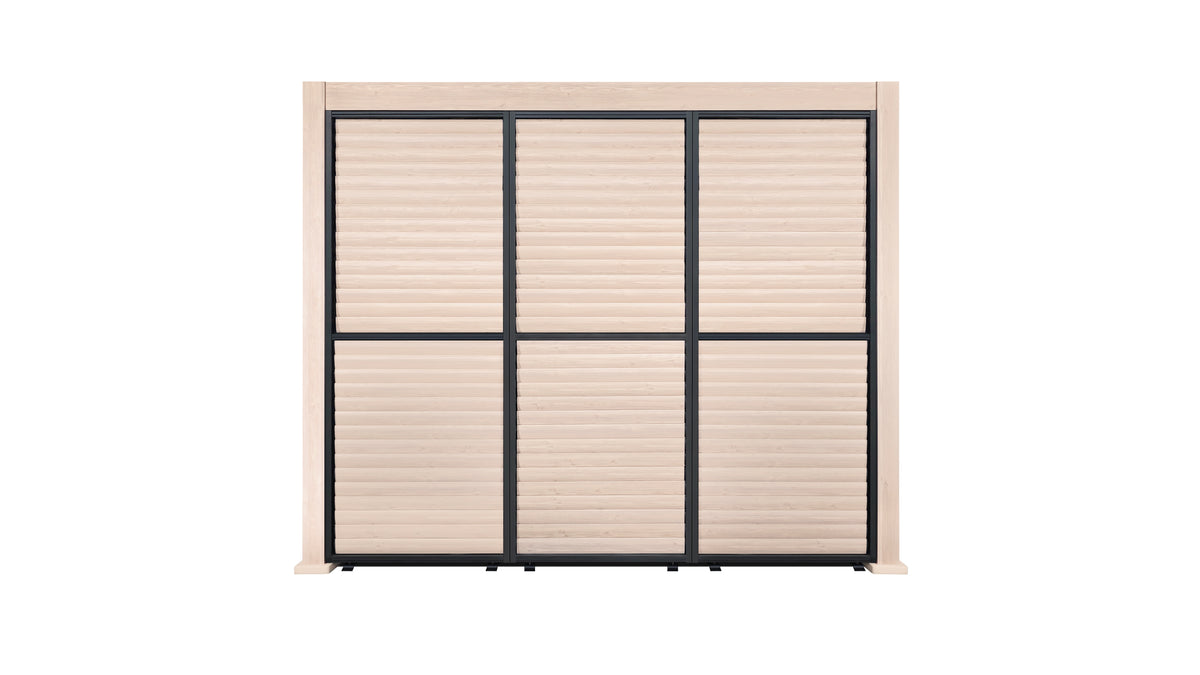 3m Aluminium Louvre Side Wall – 3 Panel Set (Wood Grain Effect) LuxShade™ & SplitZone™ 3x6 Compatible