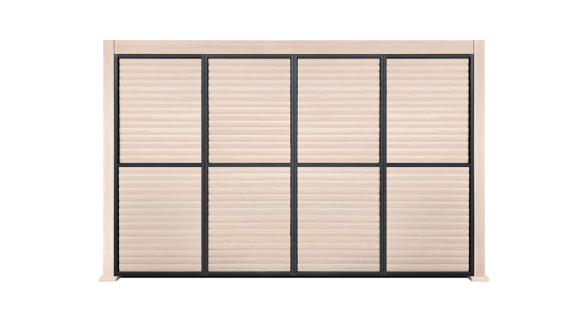 4m  Aluminium Louvre Side Wall (4 Panel Set) Wood Grain Effect | LuxShade™ 3x4 Compatible