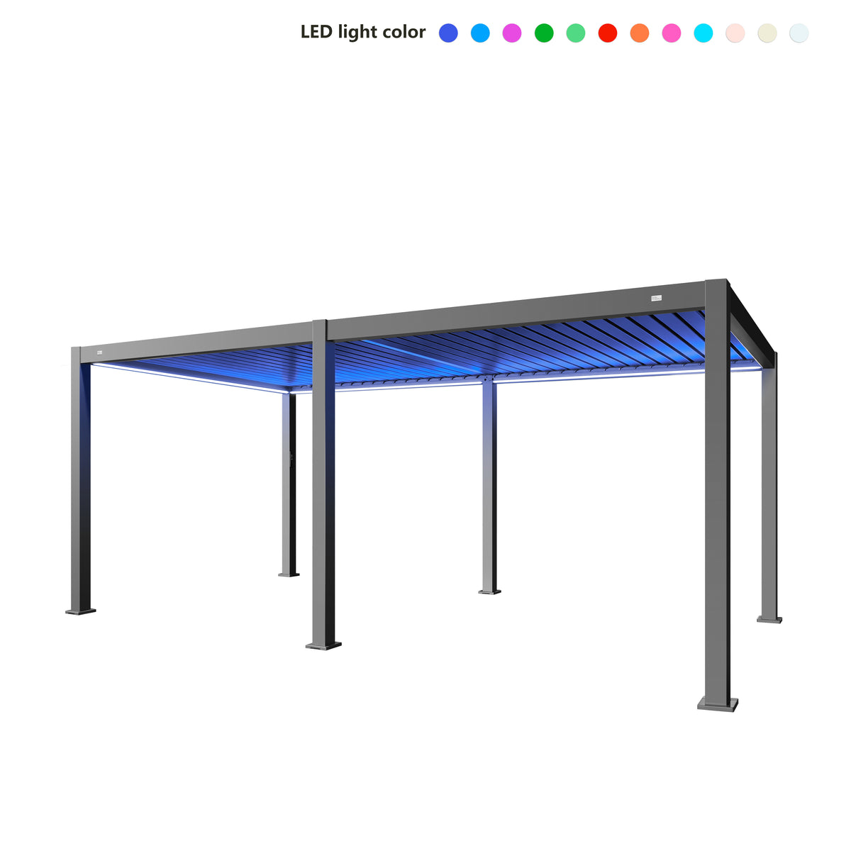 MotaShade™ 3×6m Motorised Aluminium Pergola, Double‑Layer Louvres, RGBW LEDs