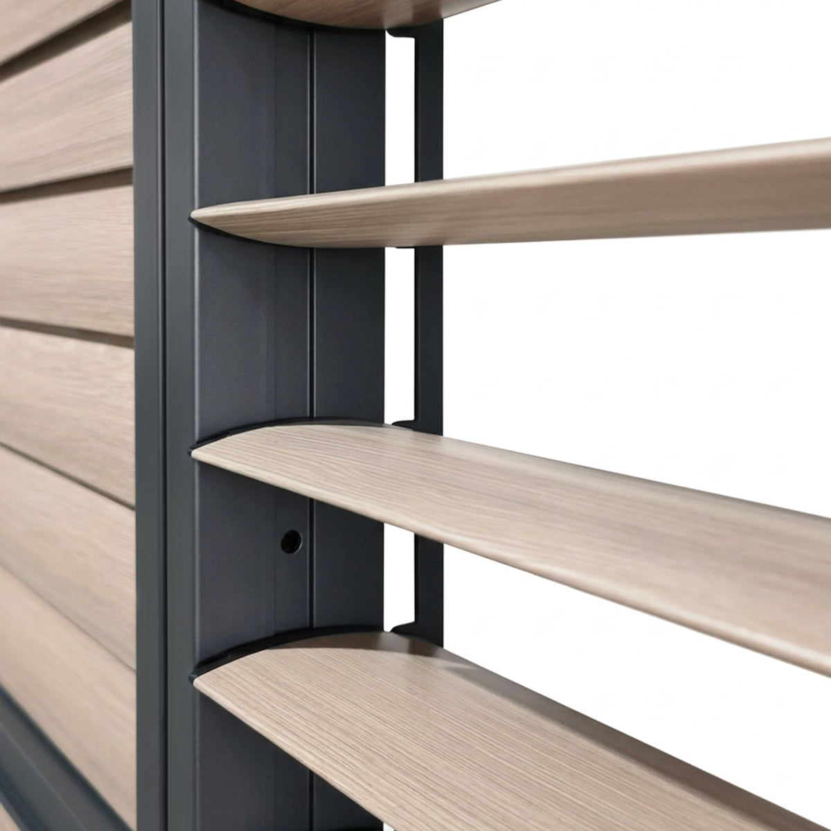 4m  Aluminium Louvre Side Wall (4 Panel Set) Wood Grain Effect | LuxShade™ 3x4 Compatible