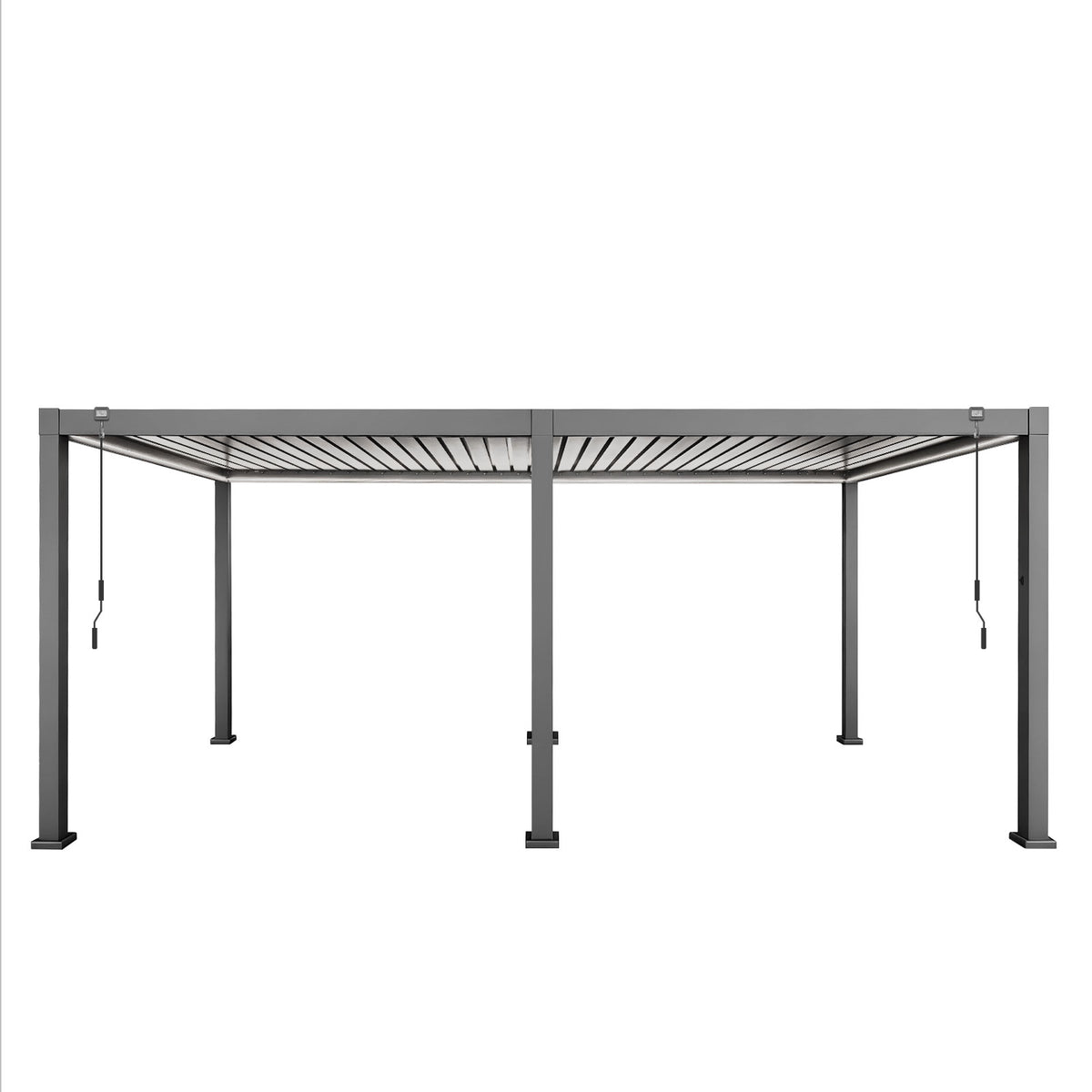 LuxShade™ 3×6m Aluminium Pergola with LEDs, Double-Layered Louvred Roof