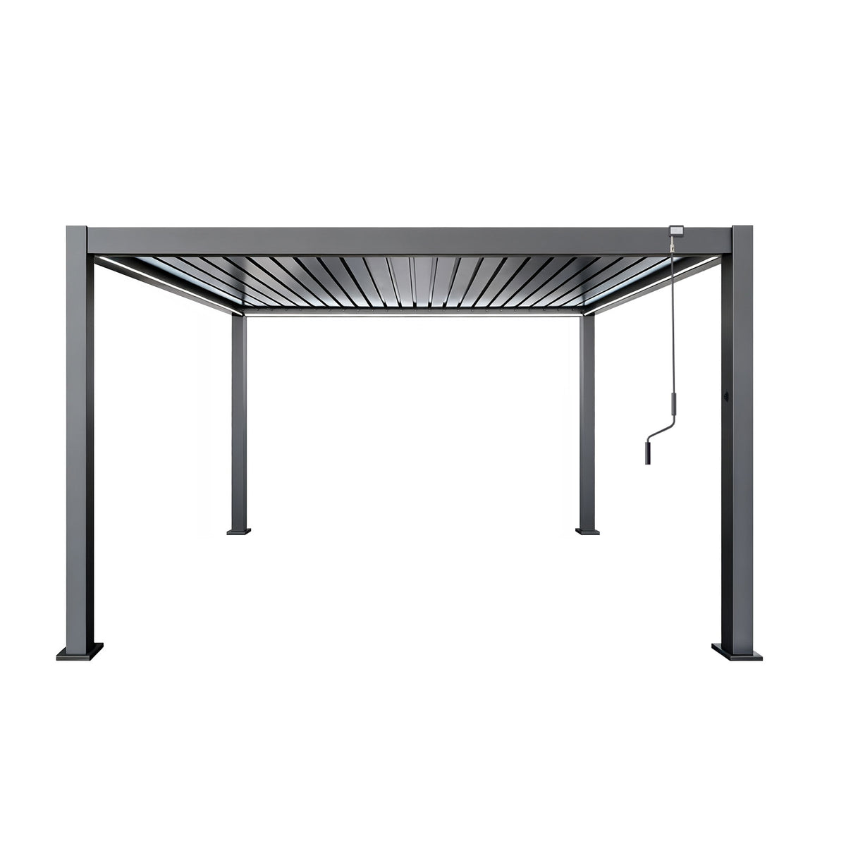 LuxShade™ 4×4m Aluminium Pergola with LEDs, Double-Layered Louvred Roof