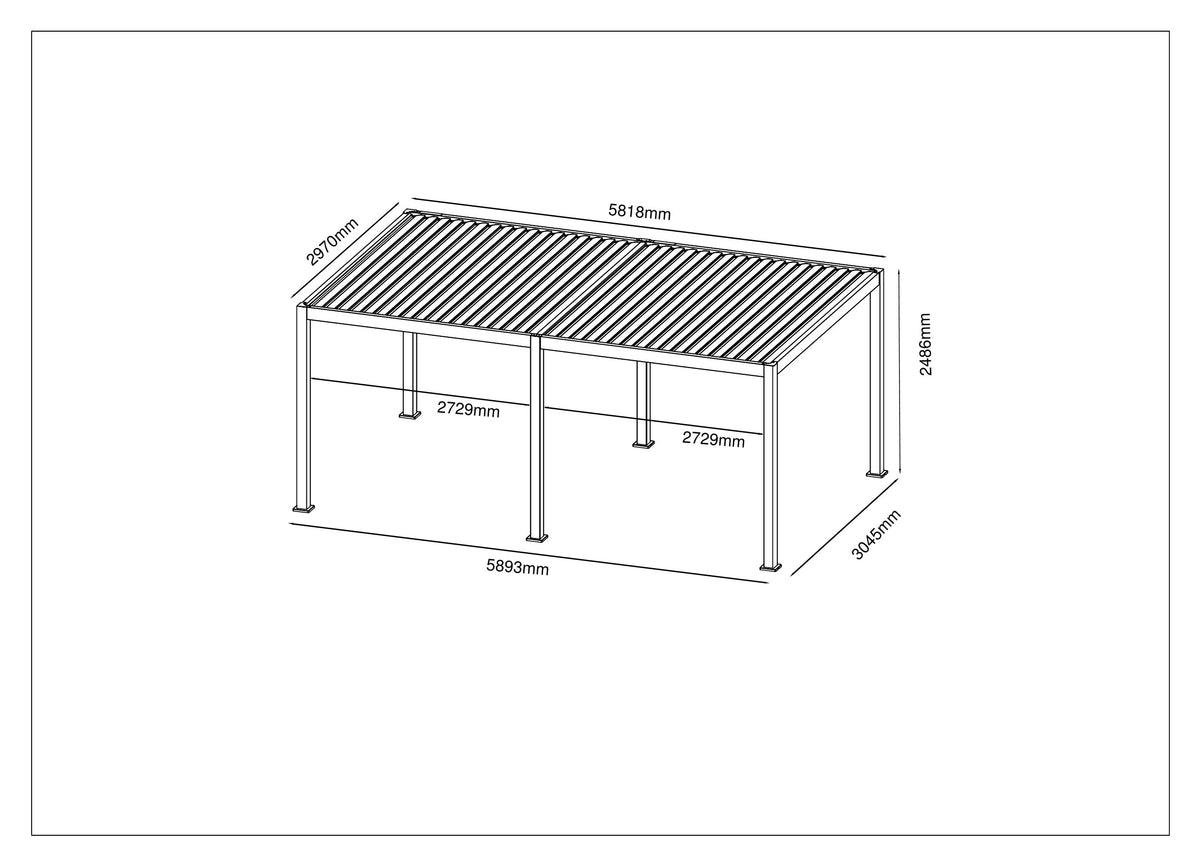 MotaShade™ 3×6m Motorised Aluminium Pergola, Double‑Layer Louvres, LEDs & 4 Windscreens