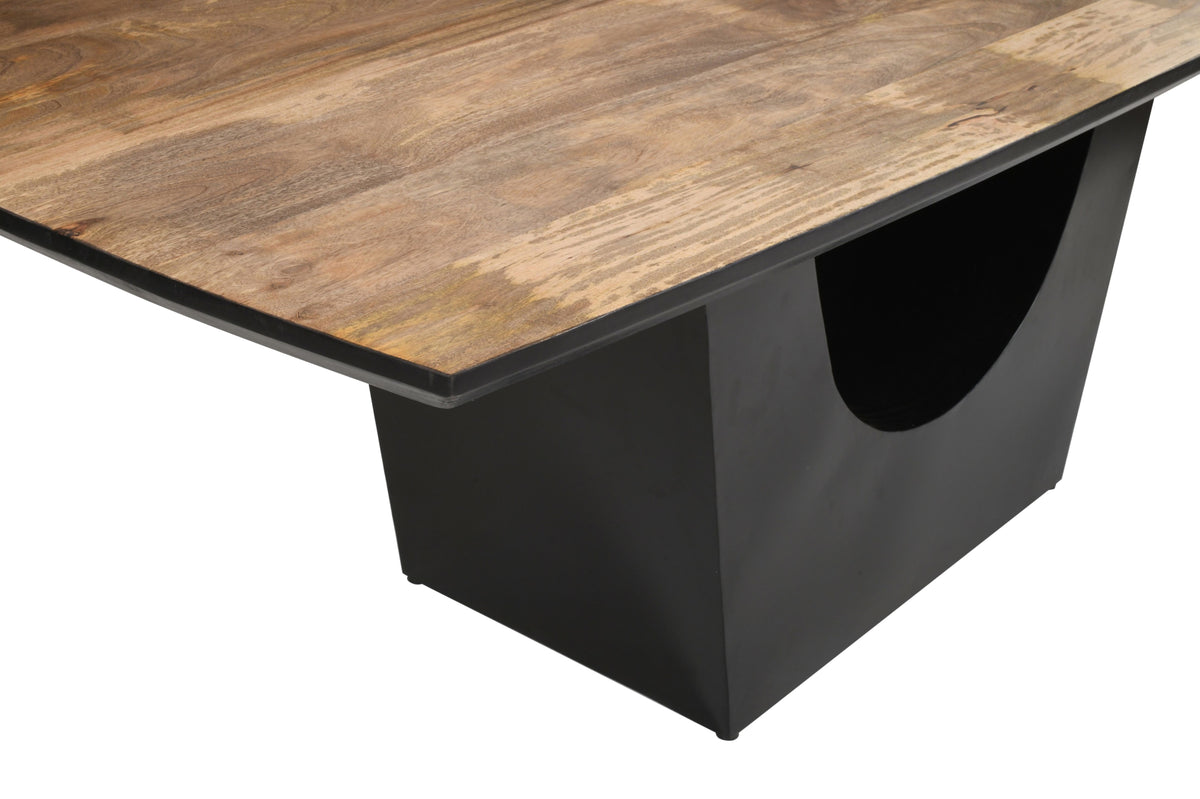 Premium Solid Mango Wood Curved Dining Table | Iron U Base - 200 CMS