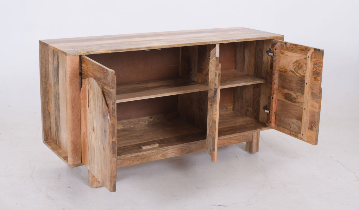 Arched Handcrafted Mango Wood Sideboard – 3-Door Cabinet (145 x 45 x 76cm)