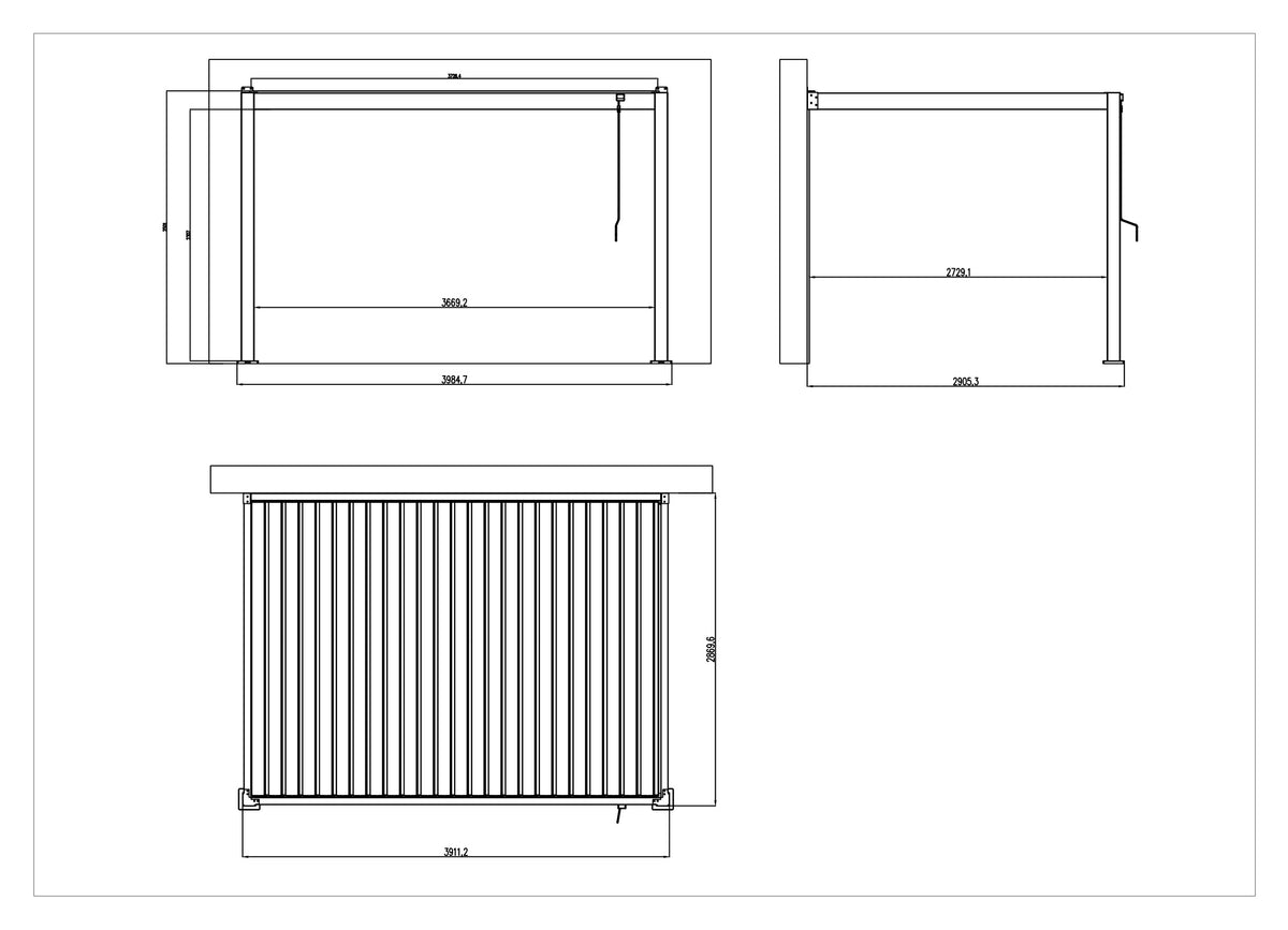 EdgeShade™ 3m x 4m Wall-Mounted Aluminium Pergola, Louvred Roof, RGBW LEDs –  Grey