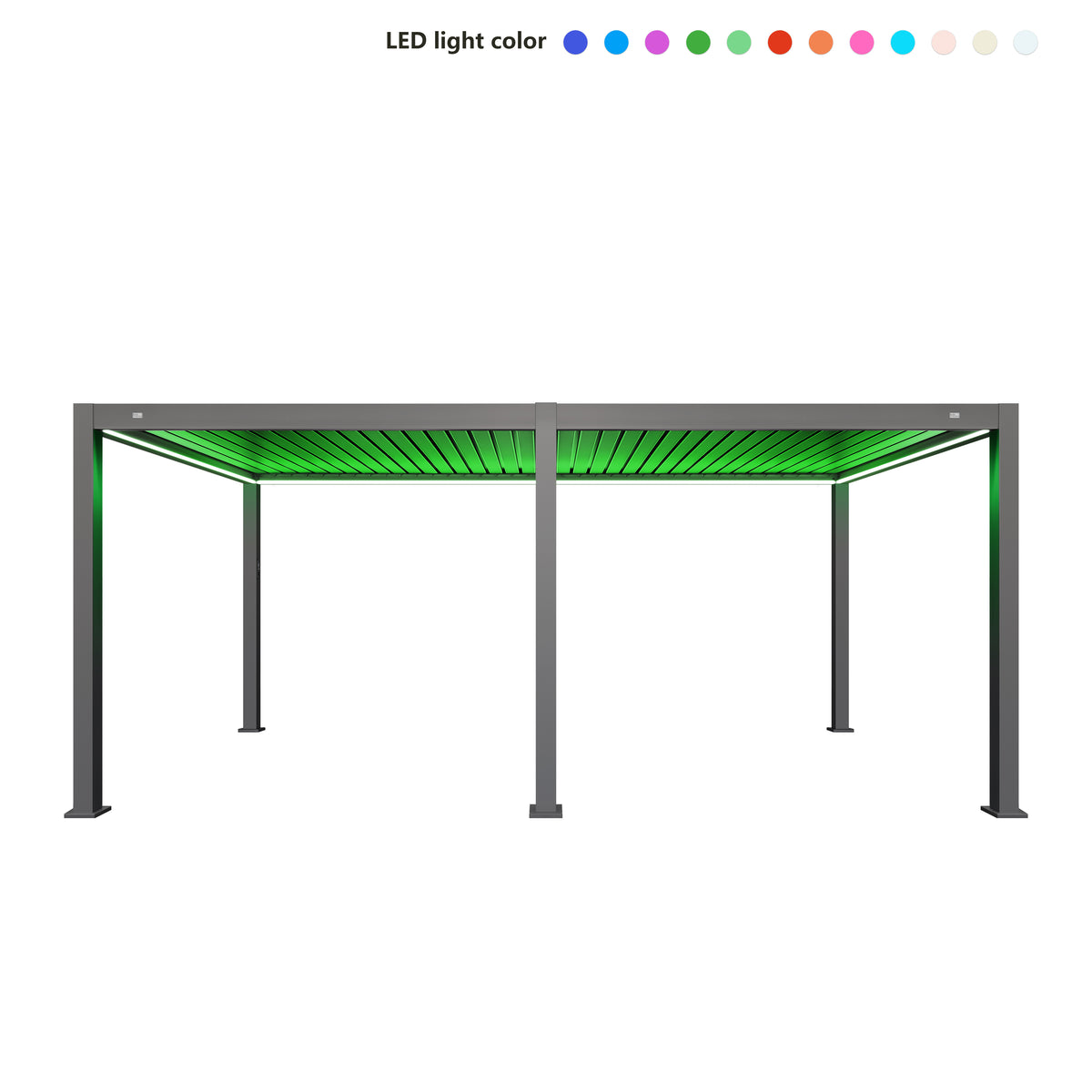MotaShade™ 3×6m Motorised Aluminium Pergola, Double‑Layer Louvres, RGBW LEDs