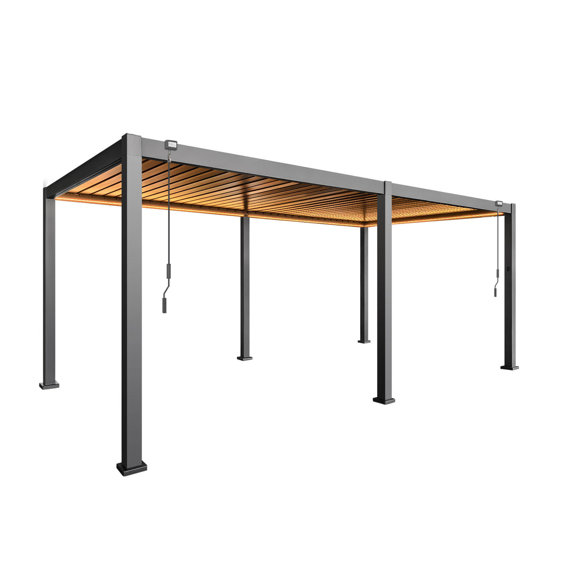 LuxShade™ 3×6m Aluminium Pergola with LEDs, Double-Layered Louvred Roof