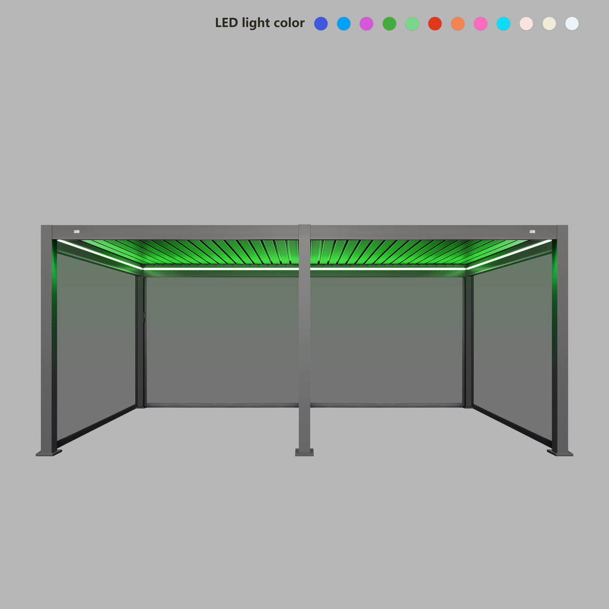 MotaShade™ 3×6m Motorised Aluminium Pergola, Double‑Layer Louvres, LEDs & 4 Windscreens