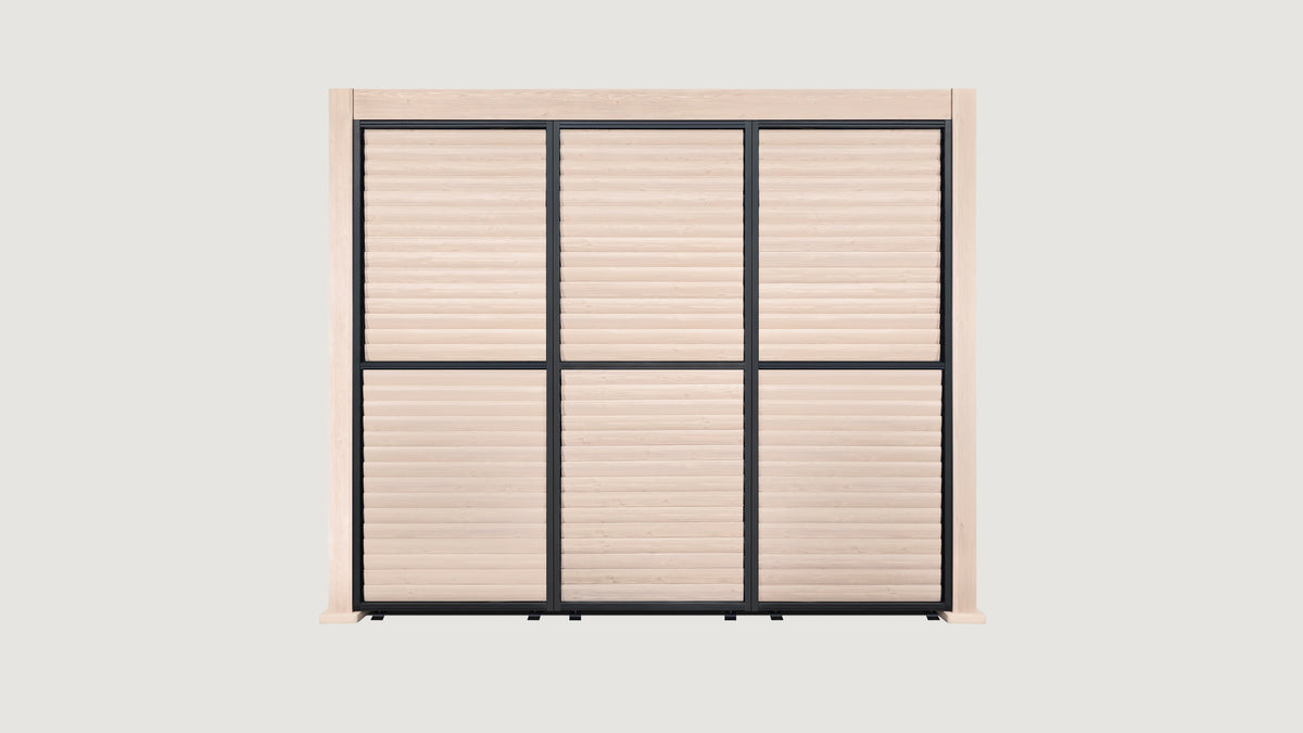 3m Aluminium Louvre Side Wall – 3 Panel Set (Oak / Wood Grain Effect)