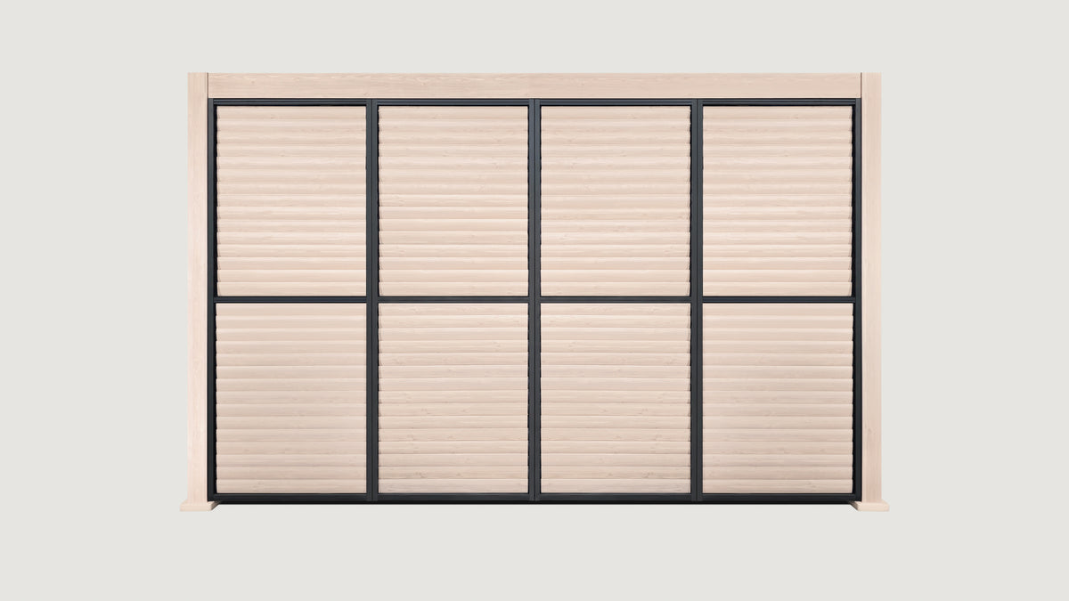 4M Louvre Side Wall 4 Panel Set in Wood Effect | MotaShade™ & LuxShade™ 4x4M Compatible