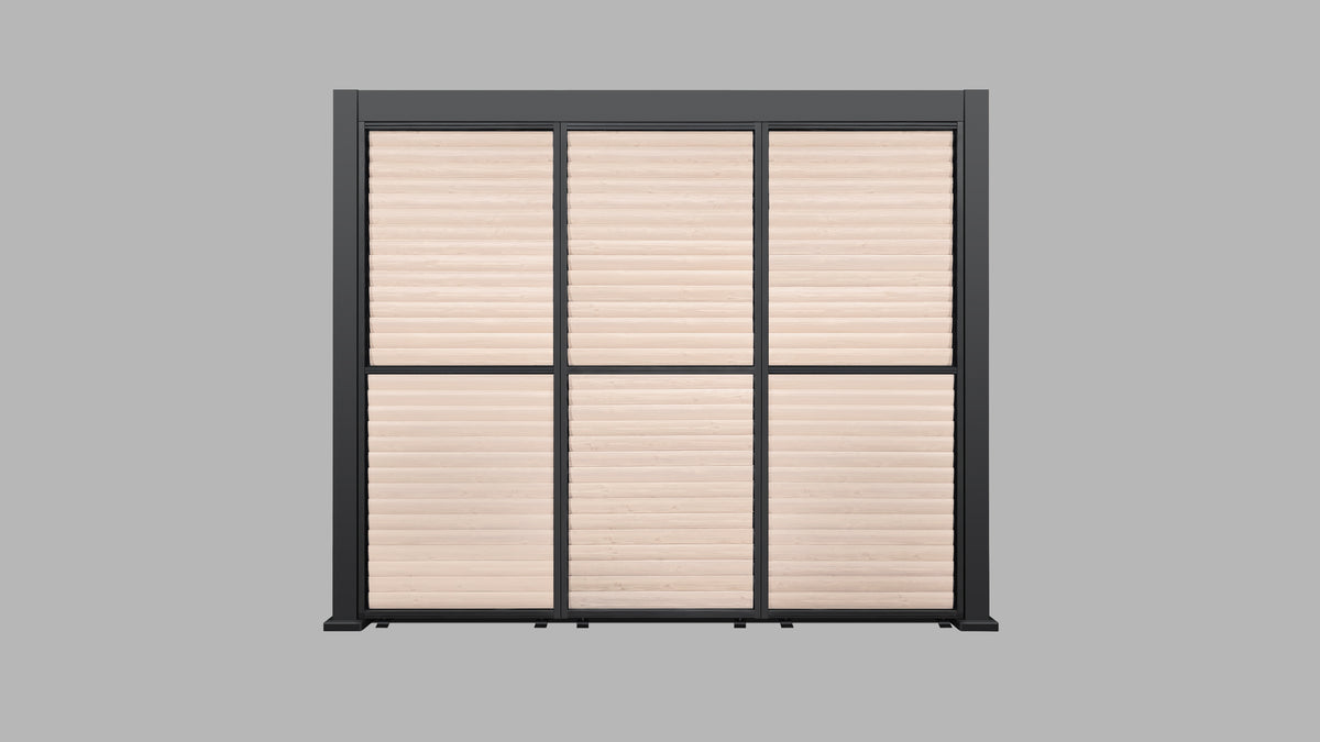 3m Aluminium Louvre Side Wall – 3 Panel Set (Wood Grain Effect) LuxShade™ & SplitZone™ 3x6 Compatible