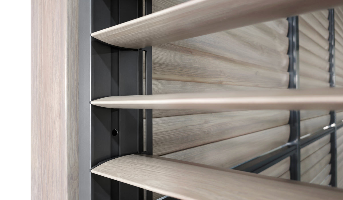 4m  Aluminium Louvre Side Wall (4 Panel Set) Wood Grain Effect | LuxShade™ 3x4 Compatible