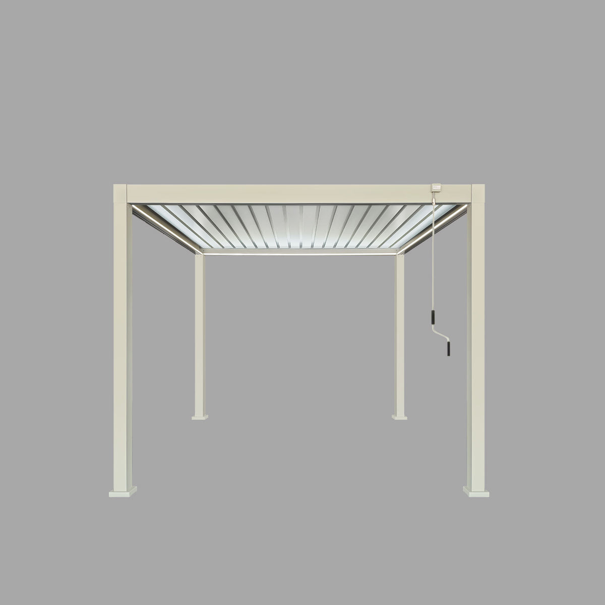 LuxShade™ 3×3m Pebble Aluminium Pergola with LEDs, Double-Layered Roof