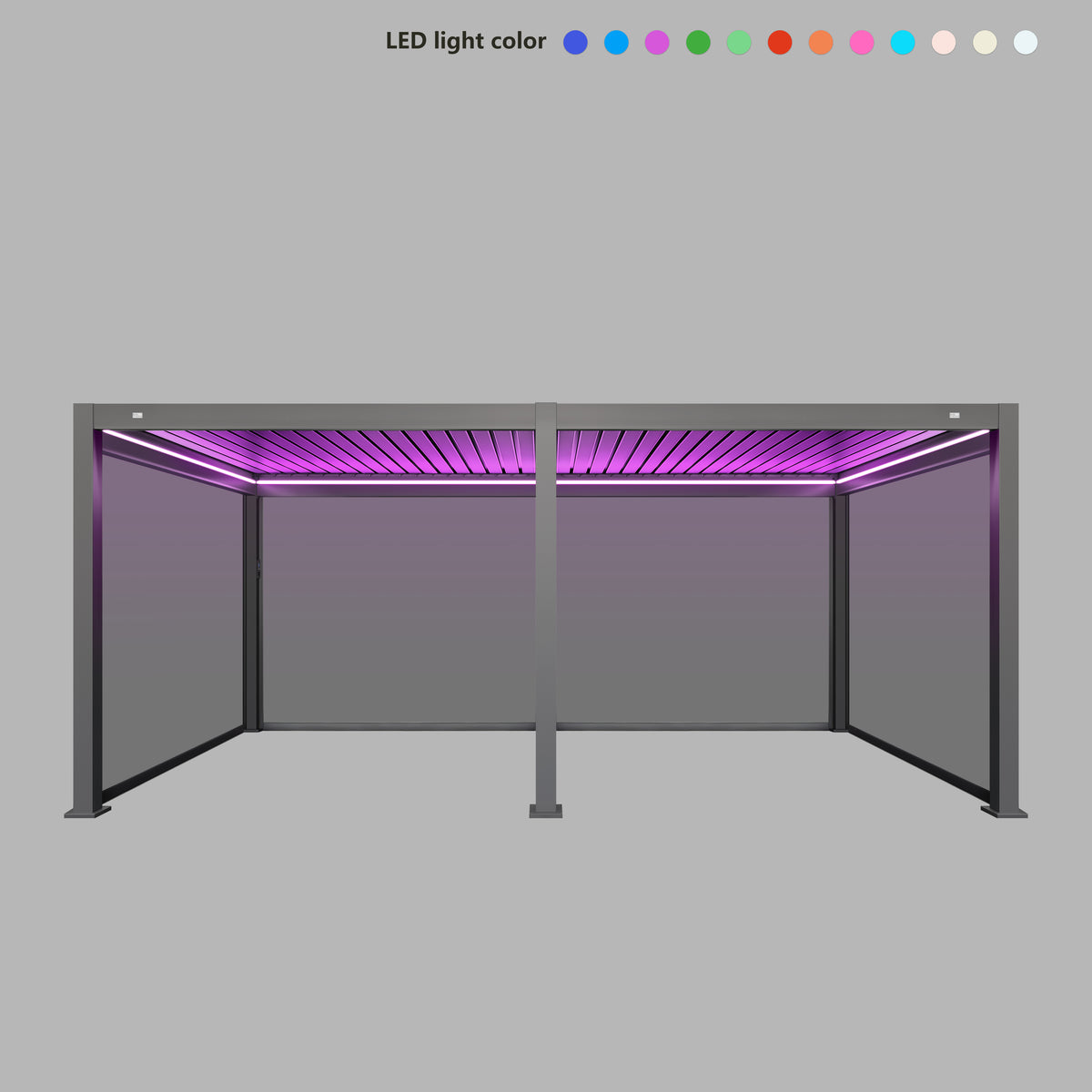 MotaShade™ 3×6m Motorised Aluminium Pergola, Double‑Layer Louvres, LEDs & 4 Windscreens