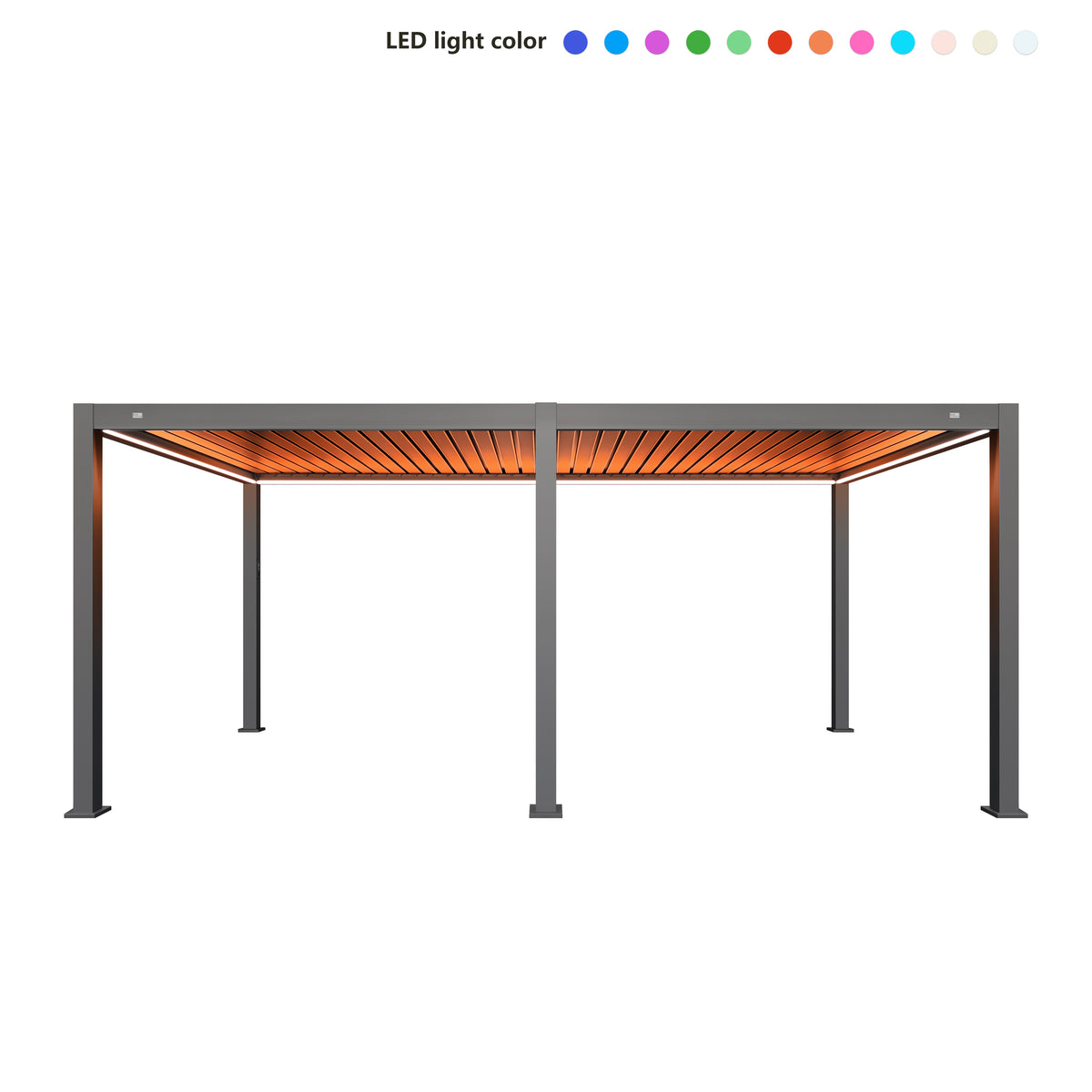 MotaShade™ 3×6m Motorised Aluminium Pergola, Double‑Layer Louvres, RGBW LEDs