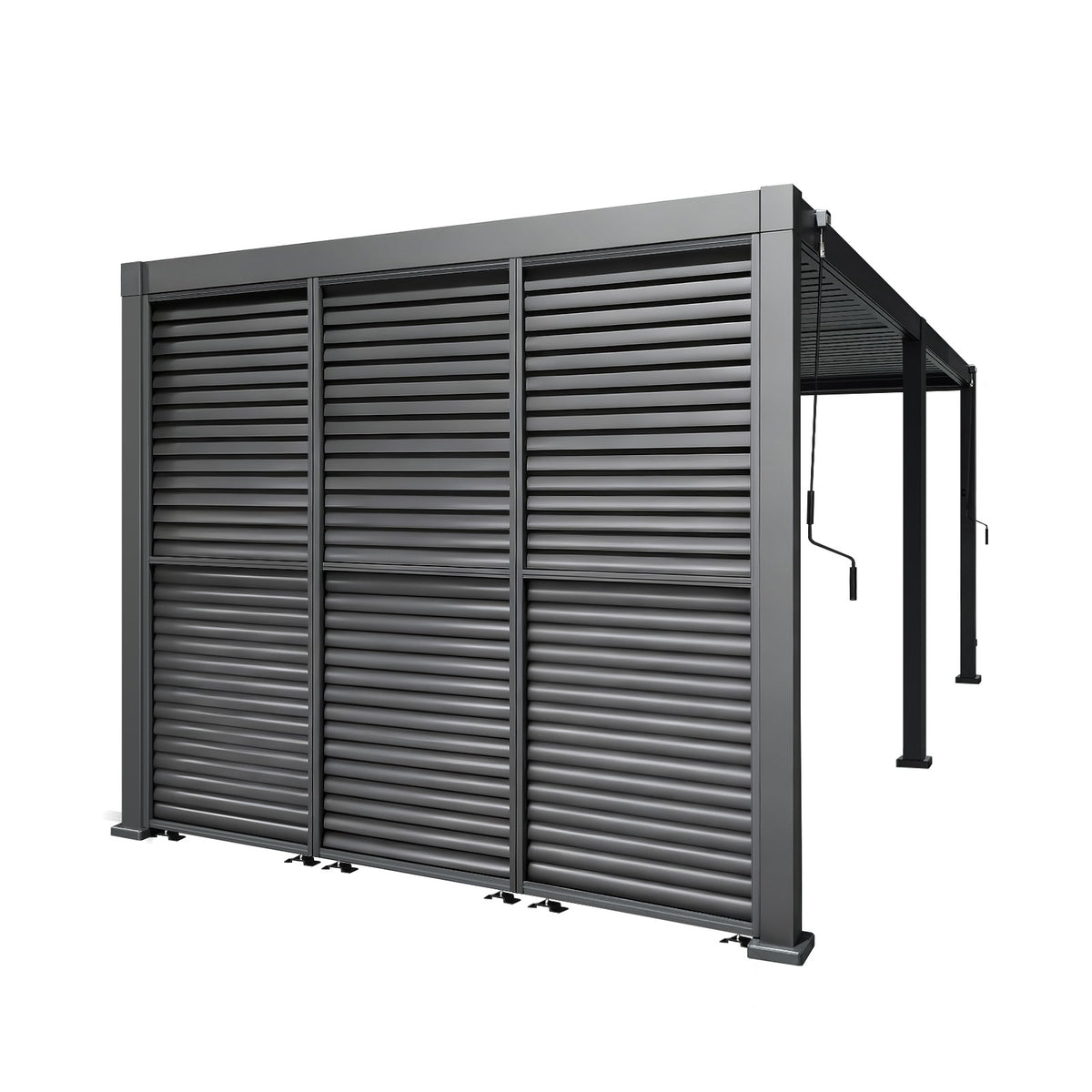 3M Aluminium Shuttered Louvre Side Wall (1m x Three Panels) in Dark Grey