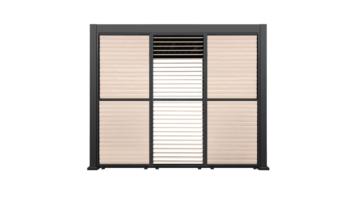 3m Aluminium Louvre Side Wall – 3 Panel Set (Wood Grain Effect) LuxShade™ & SplitZone™ 3x6 Compatible