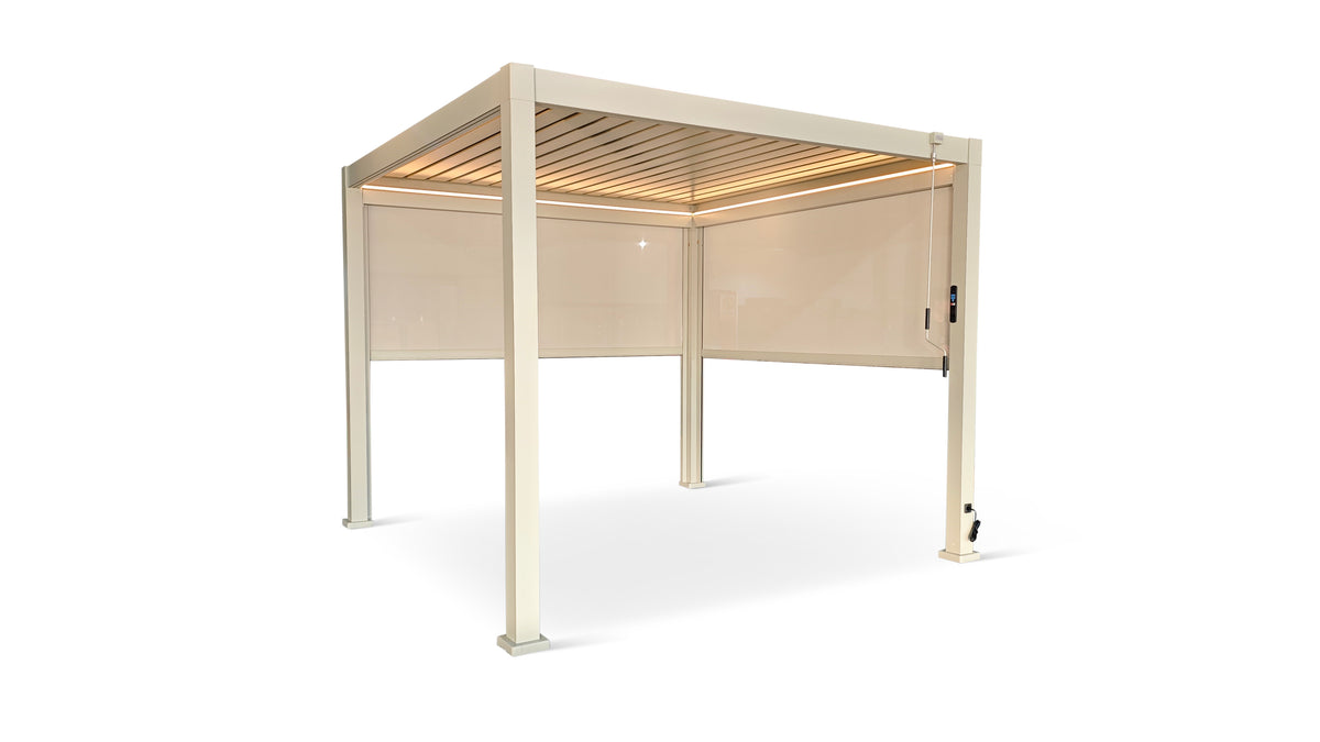 4M Retractable Pergola Side Blind | Pull Down Privacy Windscreen Pebble