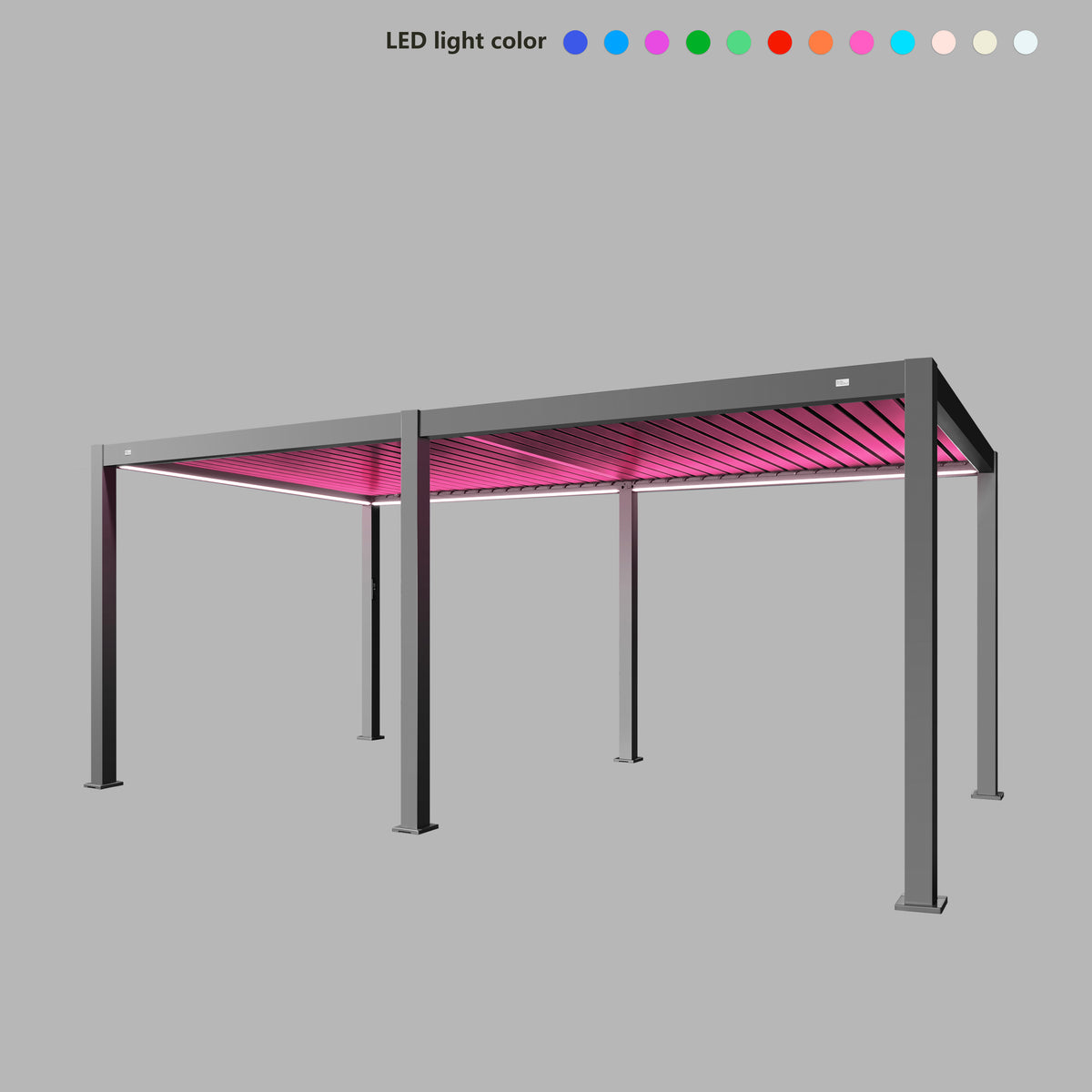 MotaShade™ 3×6m Motorised Aluminium Pergola, Double‑Layer Louvres, LEDs & 4 Windscreens