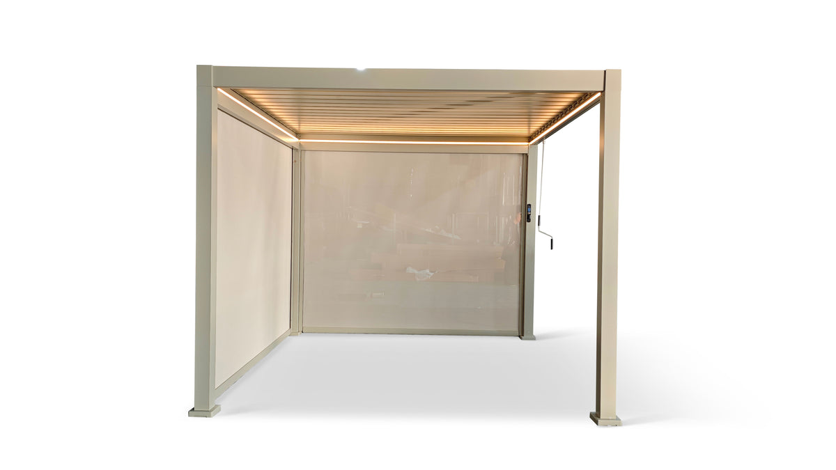 4M Retractable Pergola Side Blind | Pull Down Privacy Windscreen Pebble