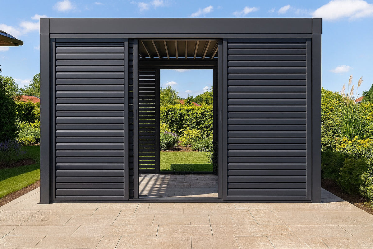 3M Aluminium Shuttered Louvre Sliding Door System – LuxShade™ Pergola Series