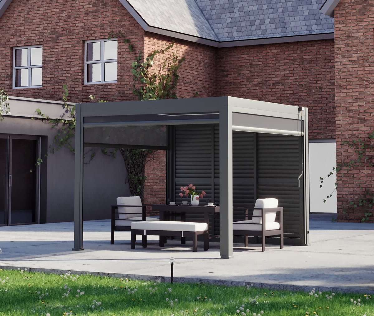 3M Aluminium Shuttered Louvre Sliding Door System – LuxShade™ Pergola Series