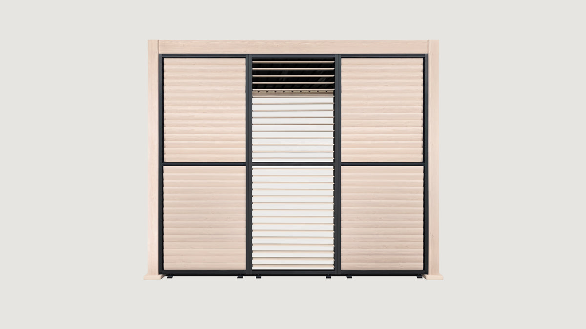 3m Aluminium Louvre Side Wall – 3 Panel Set (Wood Grain Effect) LuxShade™ & SplitZone™ 3x6 Compatible
