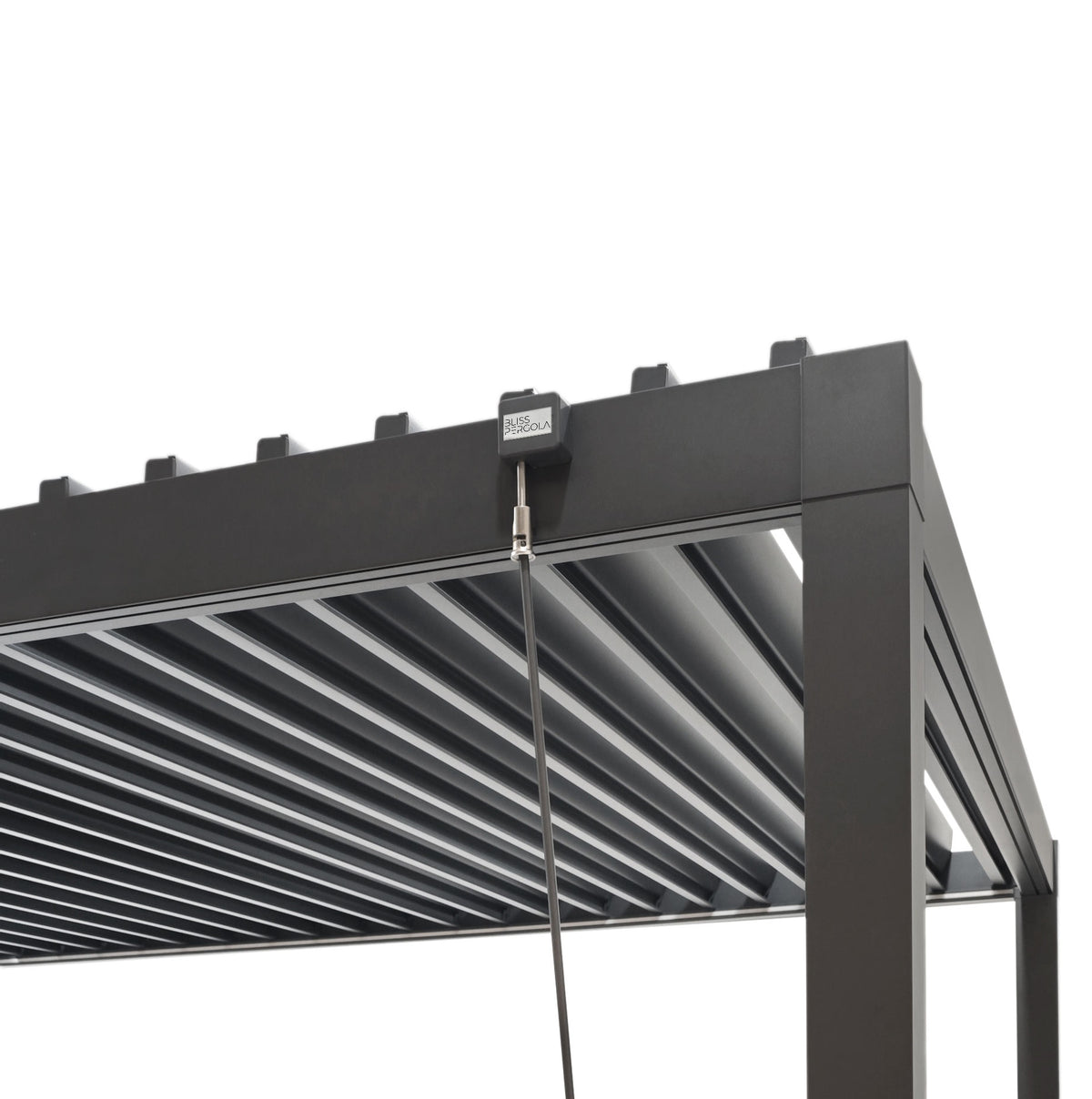 SplitZone™ 3×6m Grey Aluminium Pergola with LEDs, Mid-Beam Louvred Roof