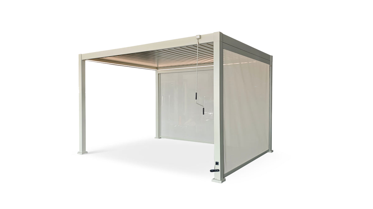 4M Retractable Pergola Side Blind | Pull Down Privacy Windscreen Pebble
