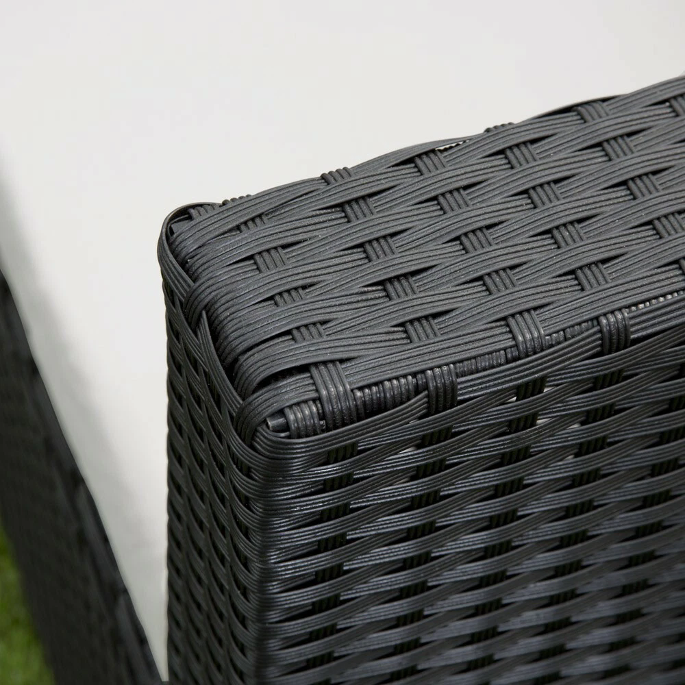 Lazio Rattan Garden Furniture Sofa Set - Black Rattan / Cream Cushions