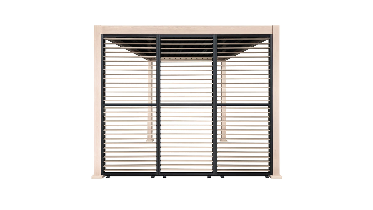 3m Aluminium Louvre Side Wall – 3 Panel Set (Wood Grain Effect) LuxShade™ & SplitZone™ 3x6 Compatible