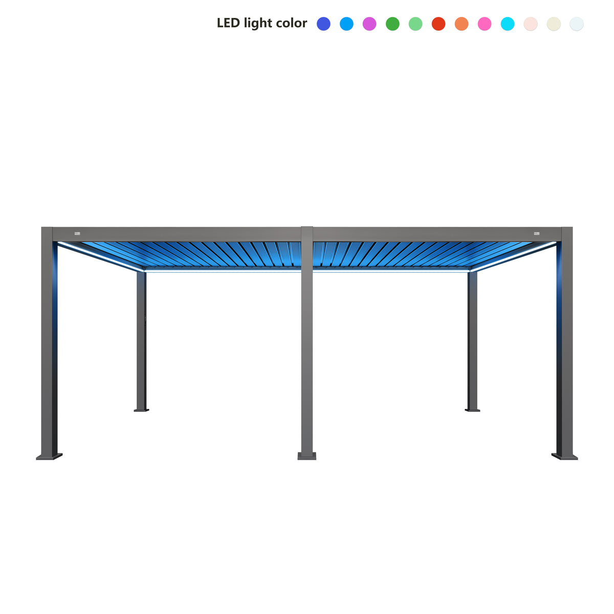 MotaShade™ 3×6m Motorised Aluminium Pergola, Double‑Layer Louvres, RGBW LEDs