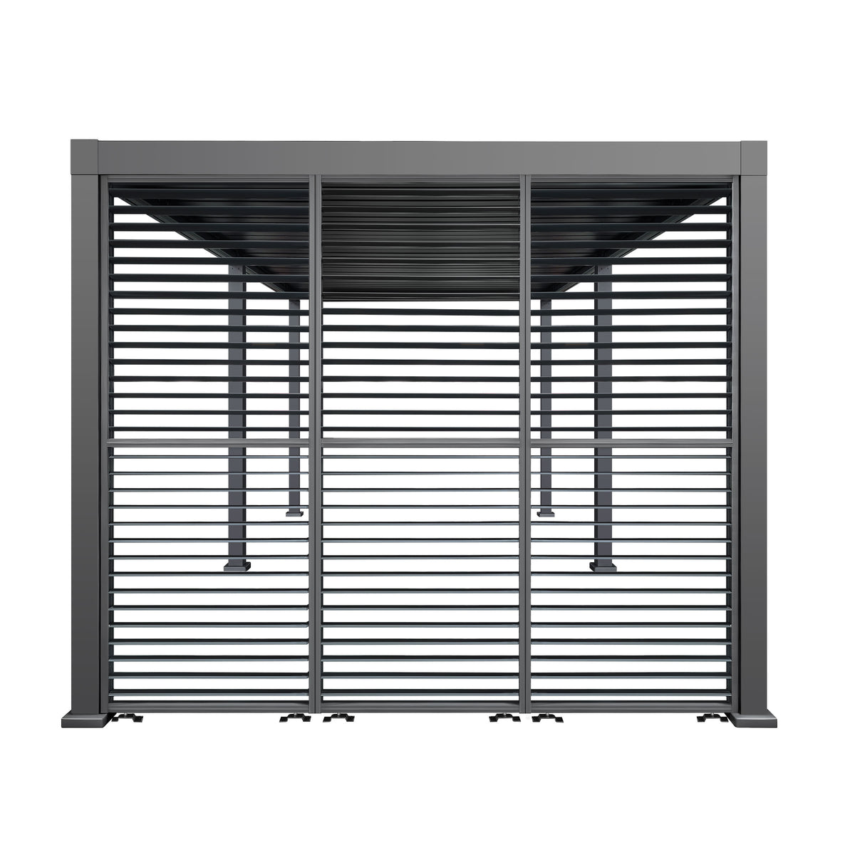 3M Aluminium Shuttered Louvre Side Wall (1m x Three Panels) in Dark Grey