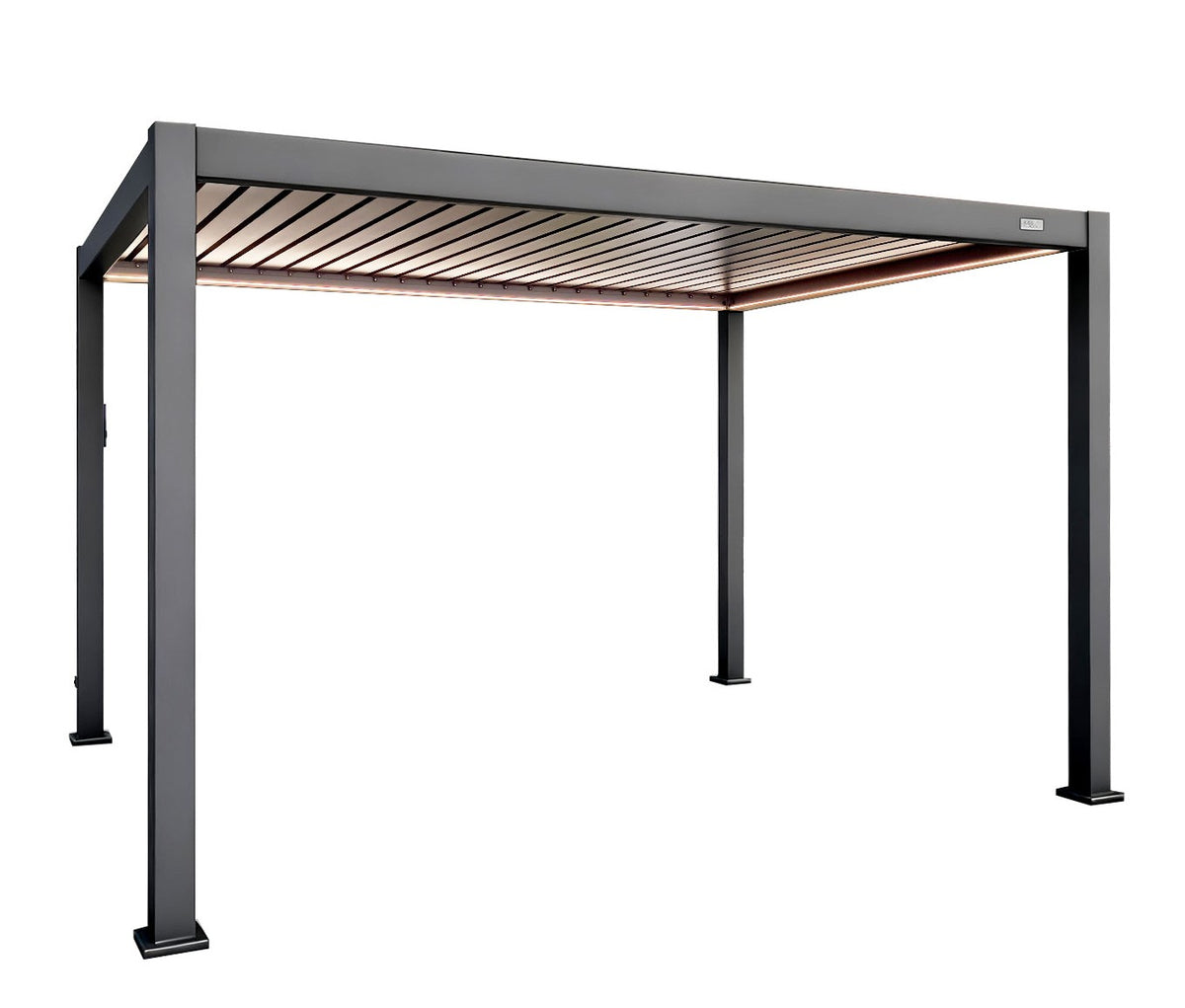 MotaShade™ 3×4m Motorised Aluminium Pergola – Double‑Layer Louvers, LEDs &amp; 3 Zip Blinds
