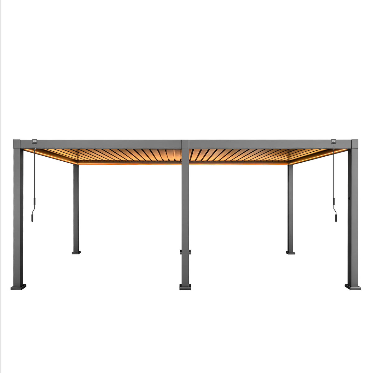 LuxShade™ 3×6m Aluminium Pergola with LEDs, Double-Layered Louvred Roof