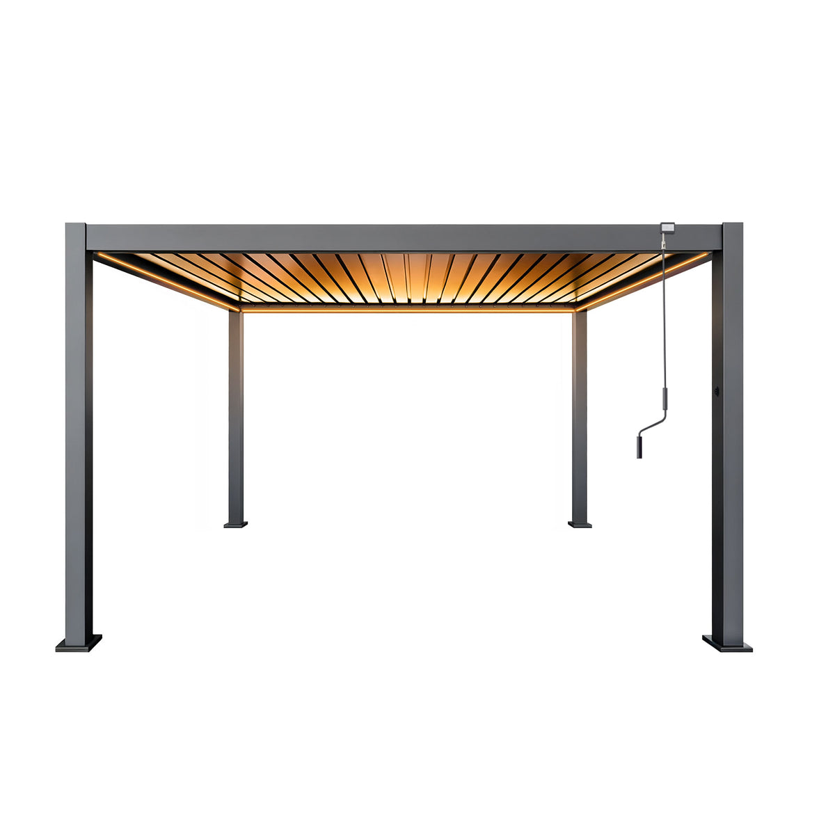 LuxShade™ 4×4m Aluminium Pergola with LEDs, Double-Layered Louvred Roof